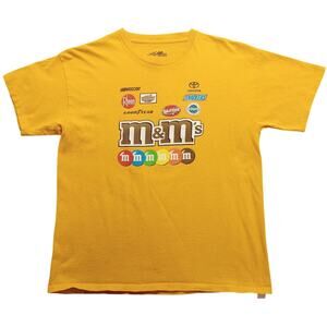 Joe Gibbs Racing T-Shirt XL Men's Nascar M&M's Sportswear Yellow Cotton